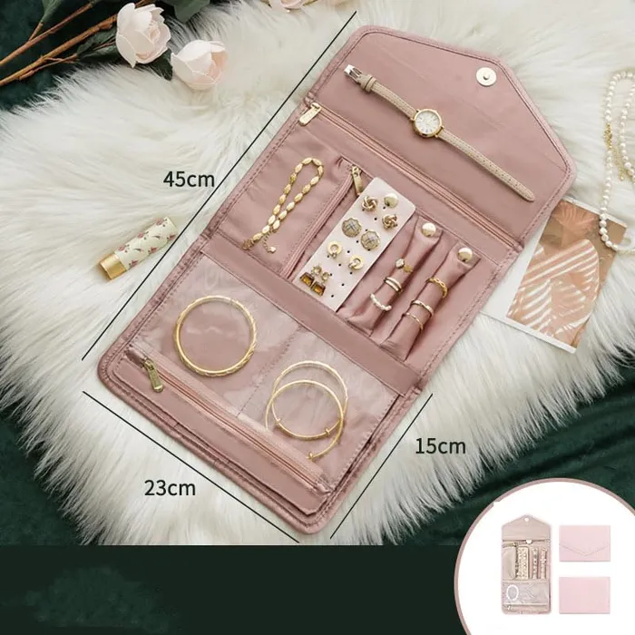 Yellow Chimes Jewellery Organiser Bag Birthday Gifts for Women Girls Portable Cosmetics Jewelry Organiser Box Travel Jewelry Organizer Bag Foldable Jewelry Case Yellow Chimes Necklaces