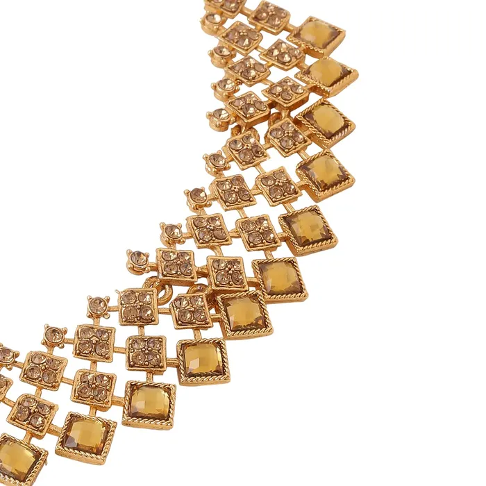 Yellow Chimes Jewellery Set for Women and Girls Crystal Jewellery Set for Women Gold Plated Multilayer Choker Necklace Set Birthday Gift for girls and women Anniversary Gift for Wife Yellow Chimes Earrings