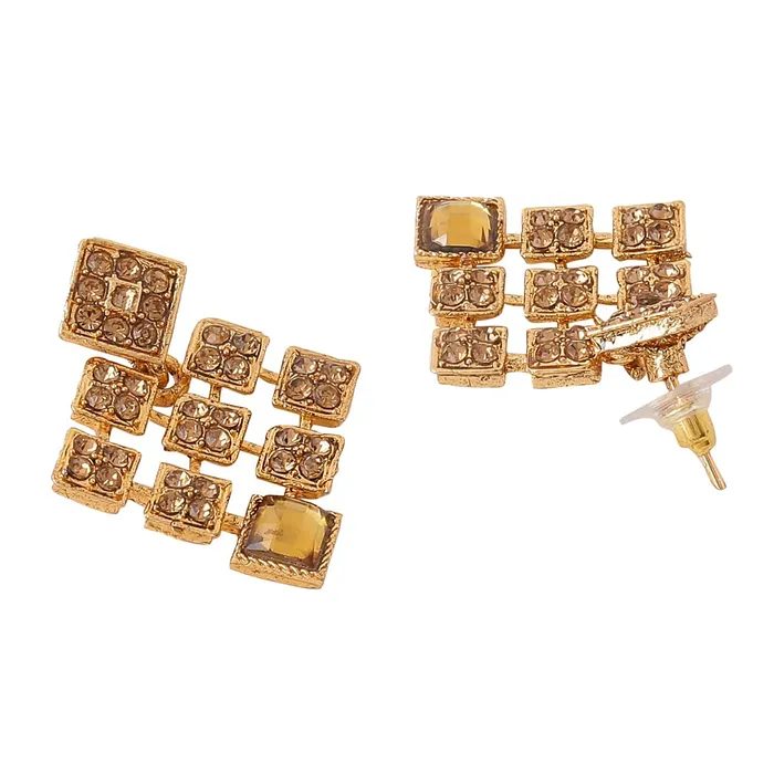 Yellow Chimes Jewellery Set for Women and Girls Crystal Jewellery Set for Women Gold Plated Multilayer Choker Necklace Set Birthday Gift for girls and women Anniversary Gift for Wife Yellow Chimes Earrings