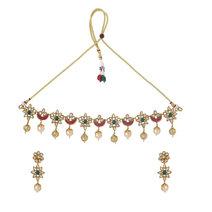 Yellow Chimes Jewellery Set for Women and Girls Kundan Necklaces Set Gold Plated Kundan Choker Necklace Set Birthday Gift for girls and women Anniversary Gift for Wife Yellow Chimes Necklaces Yellow Chimes Jewellery Set for Women and Girls Kundan Necklaces Set Gold Plated Kundan Choker Necklace Set Birthday Gift for girls and women Anniversary Gift for Wife Yellow Chimes Necklaces