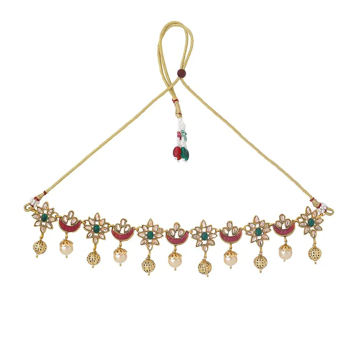 Yellow Chimes Jewellery Set for Women and Girls Kundan Necklaces Set Gold Plated Kundan Choker Necklace Set Birthday Gift for girls and women Anniversary Gift for Wife Yellow Chimes Necklaces