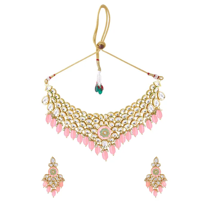 Yellow Chimes Jewellery Set for Women and Girls Kundans Necklace Set Gold Plated Kundan Choker Pink Beads Drop Necklace Set Birthday Gift for girls and women Anniversary Gift for Wife Yellow Chimes Necklaces Yellow Chimes Jewellery Set for Women and Girls Kundans Necklace Set Gold Plated Kundan Choker Pink Beads Drop Necklace Set Birthday Gift for girls and women Anniversary Gift for Wife Yellow Chimes Necklaces
