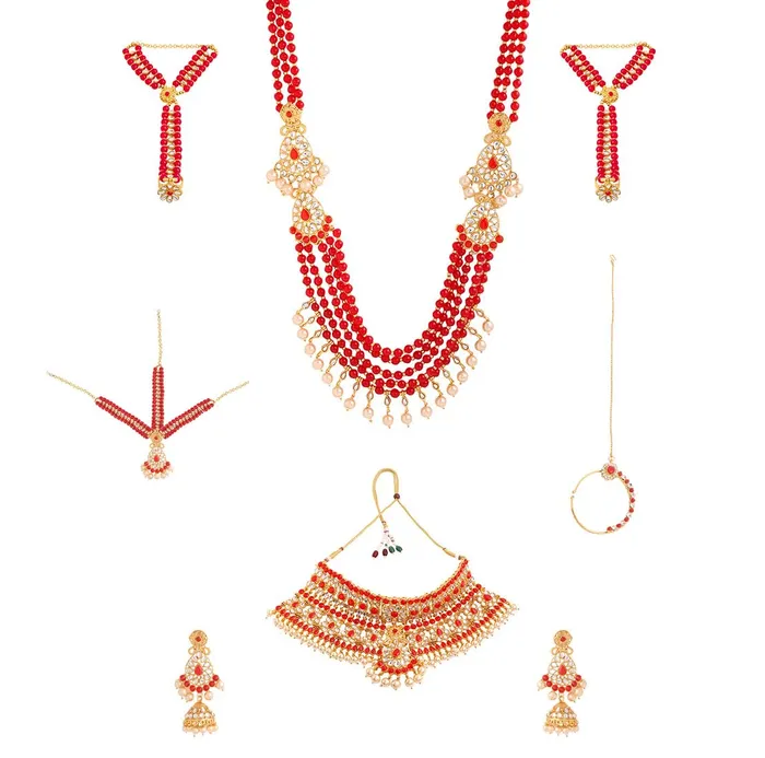 Yellow Chimes Jewellery Set for Women and Girls Traditional Kundan Dulhan Bridal Jewellery Set Red Beads Layered Choker Necklace Set for Wedding Gold Plated Bridal Set for Women Yellow Chimes Watches Yellow Chimes Jewellery Set for Women and Girls Traditional Kundan Dulhan Bridal Jewellery Set Red Beads Layered Choker Necklace Set for Wedding Gold Plated Bridal Set for Women Yellow Chimes Watches