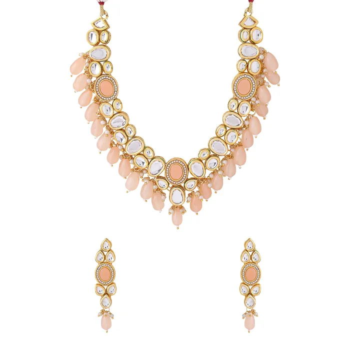 Yellow Chimes Jewellery Set for Women and Girls Traditional Peach Beads Necklace Set for Women Gold Plated Choker Necklace Set Birthday Gift for girls women Anniversary Gift for Wife Yellow Chimes Earrings Yellow Chimes Jewellery Set for Women and Girls Traditional Peach Beads Necklace Set for Women Gold Plated Choker Necklace Set Birthday Gift for girls women Anniversary Gift for Wife Yellow Chimes Earrings