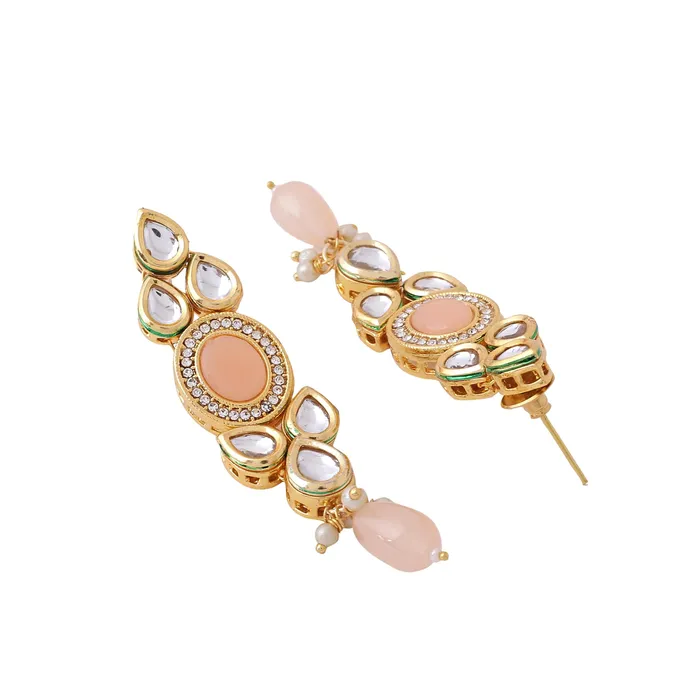 Yellow Chimes Jewellery Set for Women and Girls Traditional Peach Beads Necklace Set for Women Gold Plated Choker Necklace Set Birthday Gift for girls women Anniversary Gift for Wife Yellow Chimes Earrings