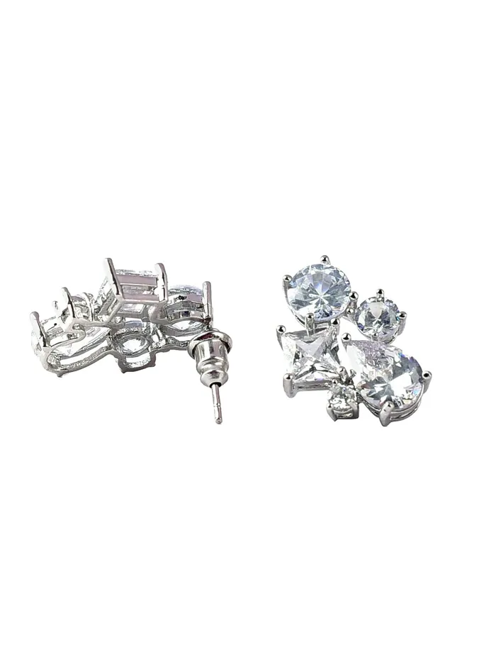 Yellow Chimes Jewellery Set for Women Rhodium Plated White Real Cubic Zircon Necklace Set Floral Design Classic CZ Jewellery Set For Women and Girls Yellow Chimes Necklaces