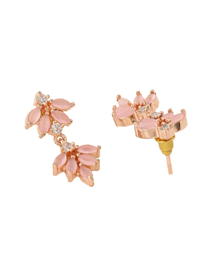 Yellow Chimes Jewellery Set For Women Rose Gold Toned ADAmerican Diamond Studded Necklace Set For Women and Girls Yellow Chimes Necklaces