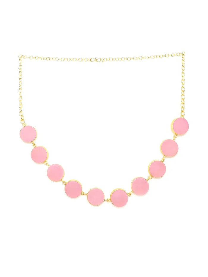 Yellow Chimes Jewellery Set for Women Studded Pink Stone Choker Necklace Set Gold Plated Traditional Necklace Set With Earrings for Women and Girls Yellow Chimes Bracelets