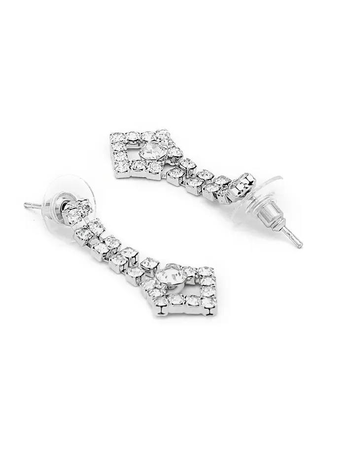 Yellow Chimes Jewellery Set with White Crystal Studded Classic Design Silver Plated Necklace Set for Women and Girls Yellow Chimes Bracelets