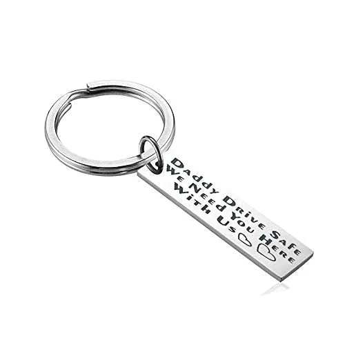Yellow Chimes Keychain for Men Drive Safe Touching Message Stainless steel Silver Keychain for Men and Boys Yellow Chimes Earrings