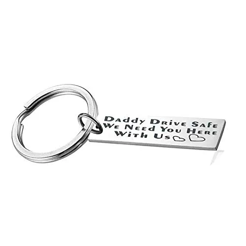 Yellow Chimes Keychain for Men Drive Safe Touching Message Stainless steel Silver Keychain for Men and Boys Yellow Chimes Earrings