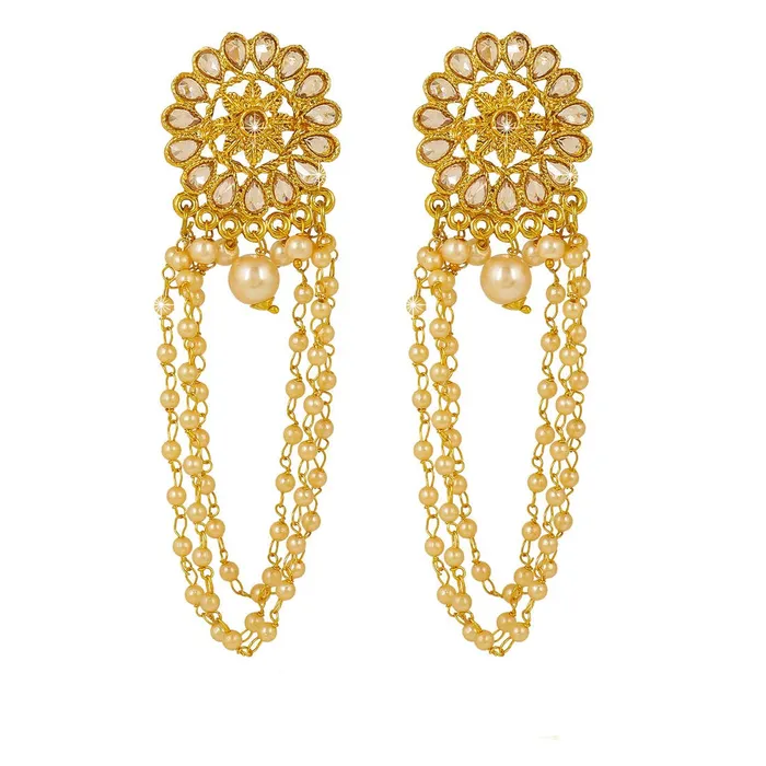 Yellow Chimes Kundan Studded Gold Plated Traditional Latkan Earrings for Women and Girls Yellow Chimes Necklaces Yellow Chimes Kundan Studded Gold Plated Traditional Latkan Earrings for Women and Girls Yellow Chimes Necklaces