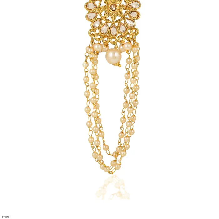 Yellow Chimes Kundan Studded Gold Plated Traditional Latkan Earrings for Women and Girls Yellow Chimes Necklaces