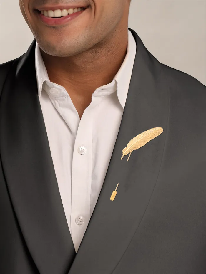 Yellow Chimes Lapel Pin for Men and Boys Leaf Lapel Pin for Men Suit Gold Plated Formal Stainless Steel Golden Lapel Pins Birthday Gift for Men and Boys Anniversary Gift for Husband Yellow Chimes Earrings