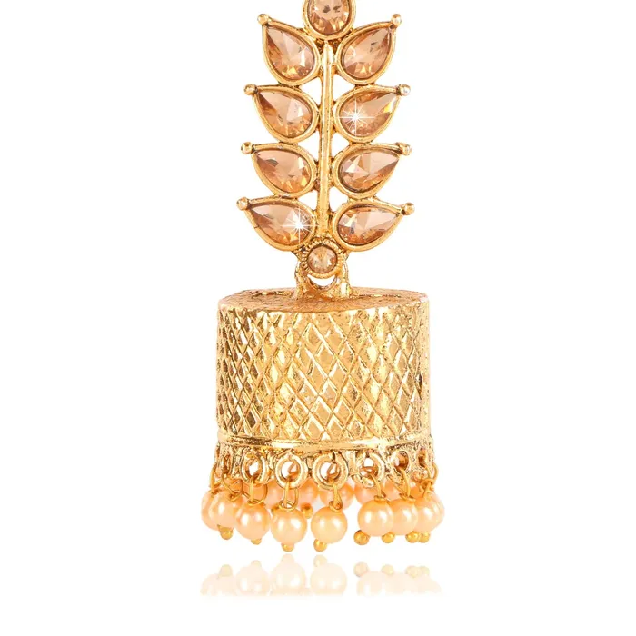 Yellow Chimes Latest Designer Stylish Party Wear Kundan Gold Plated Jhumka Earrings for Women and Girls Yellow Chimes Earrings