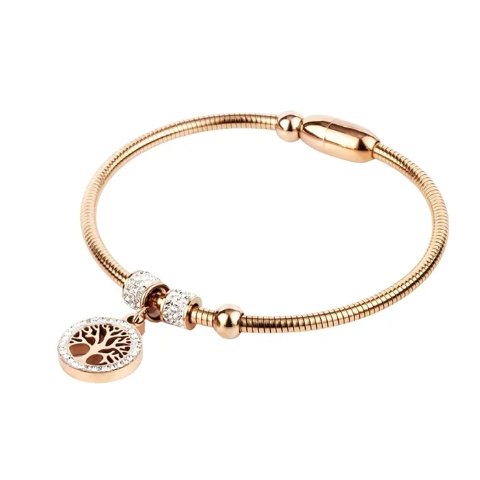 Yellow Chimes Latest Fashion Elegant Stainless Steel Rose Gold Plated Crystal Eiffel Tower Design Statement Style Kada Bracelet for Women and Girls Yellow Chimes Bracelets