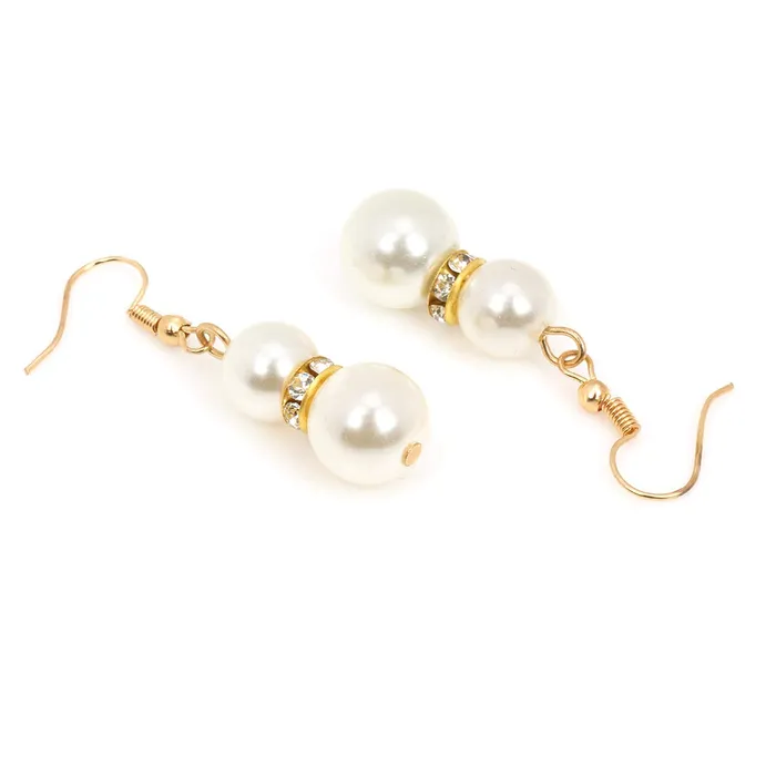 Yellow Chimes Latest Fashion White Pearl Royal Style Multilayer Necklace Set with Earrings and Bracelet for Women Girls Yellow Chimes Earrings