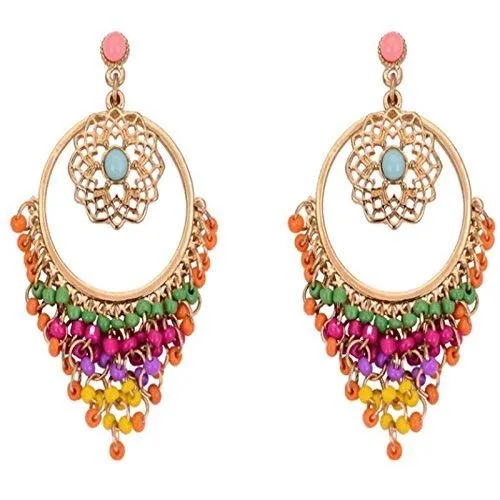 Yellow Chimes Lively Beads Trendy Stylish Tassel Earrings for Women and Girls Yellow Chimes Earrings