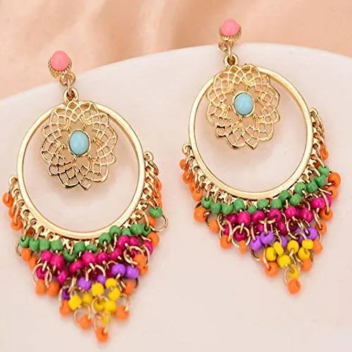 Yellow Chimes Lively Beads Trendy Stylish Tassel Earrings for Women and Girls Yellow Chimes Earrings