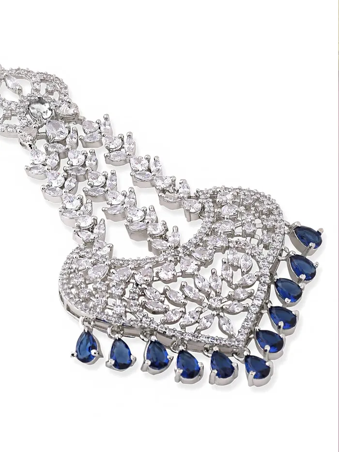 Yellow Chimes Maang Tikka for Women Beautiful ADAmerican Diamond Studded Rhodium Plated Crystal Maang Tikka for Women and Girls Design 14 Yellow Chimes Bracelets