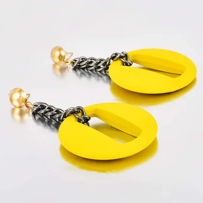 Yellow Chimes Matte Finish Soft Touch Leather Alloy Drop Earring for Women Girls Yellow Chimes Necklaces