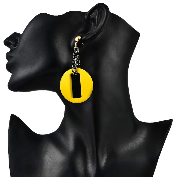 Yellow Chimes Matte Finish Soft Touch Leather Alloy Drop Earring for Women Girls Yellow Chimes Necklaces