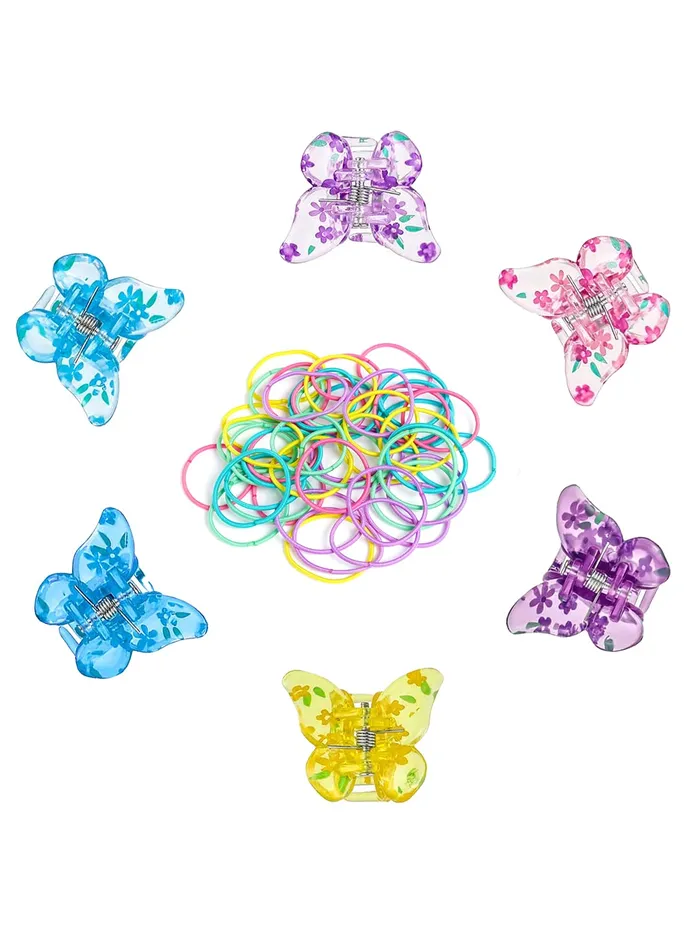 Yellow Chimes Melbees by Yellow Chimes Hair Clutchers Rubber Band Set for Women 6 Pcs Hair Claws Rubber Bands for Girls Hair Clips Hair Accessories for Girls Kids and Women Necklaces