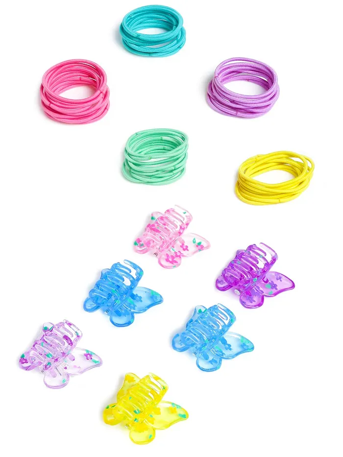 Yellow Chimes Melbees by Yellow Chimes Hair Clutchers Rubber Band Set for Women 6 Pcs Hair Claws Rubber Bands for Girls Hair Clips Hair Accessories for Girls Kids and Women Necklaces