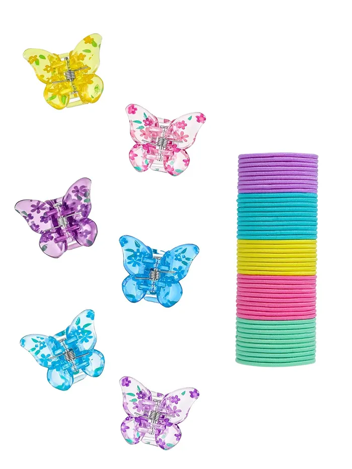 Yellow Chimes Melbees by Yellow Chimes Hair Clutchers Rubber Band Set for Women 6 Pcs Hair Claws Rubber Bands for Girls Hair Clips Hair Accessories for Girls Kids and Women Necklaces