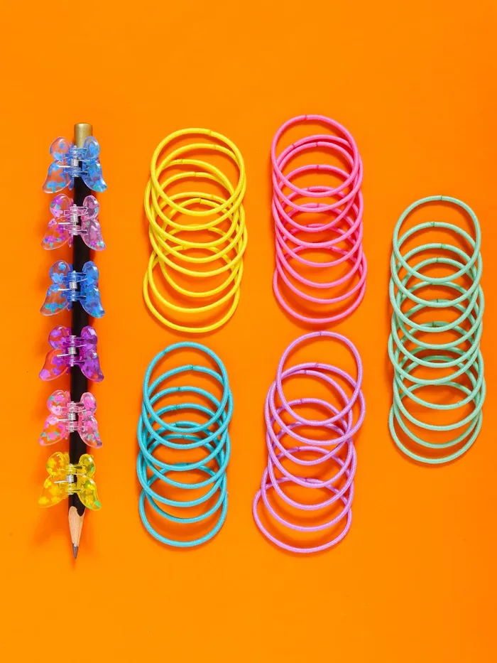 Yellow Chimes Melbees by Yellow Chimes Hair Clutchers Rubber Band Set for Women 6 Pcs Hair Claws Rubber Bands for Girls Hair Clips Hair Accessories for Girls Kids and Women Necklaces