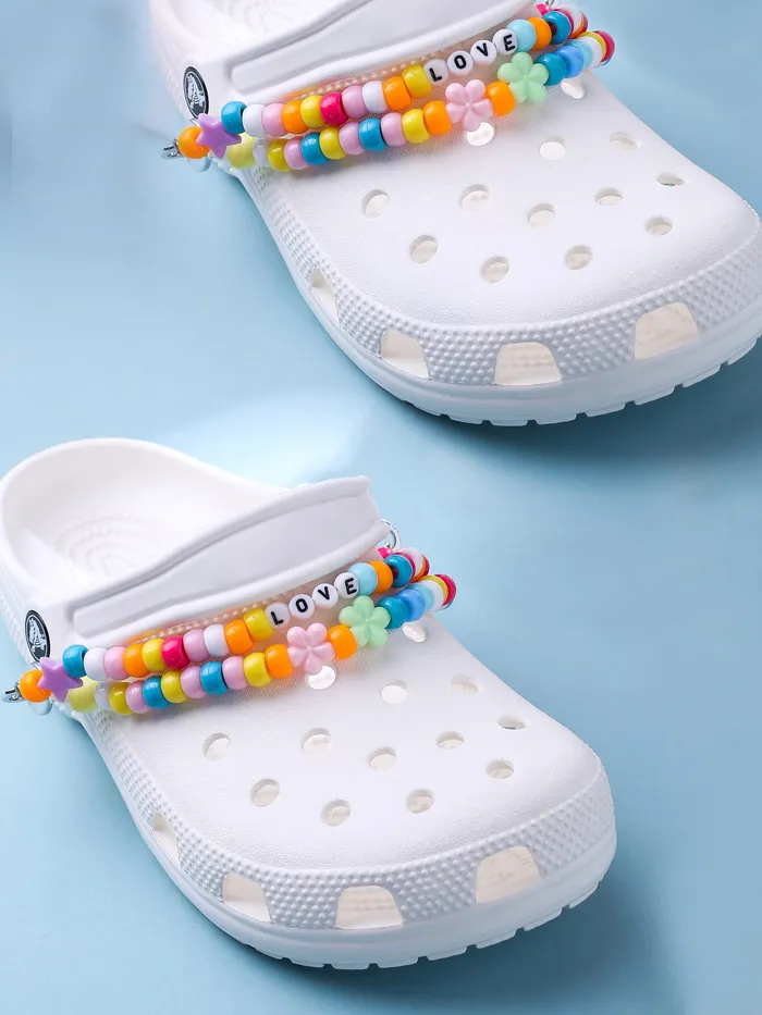 Yellow Chimes Melbees by Yellow Chimes Shoe Chains for Kids Girls Teens Shoe Dcor Accessories Beads Shoe Chains Shoe Decoration Charms Shoe Chains for Unisex Shoe Chain Charms for CrocClogs Earrings
