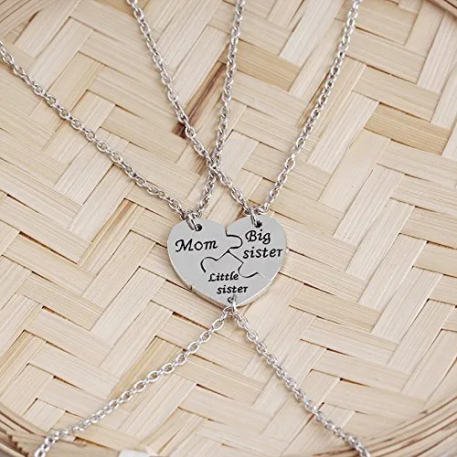 Yellow Chimes Mother Daughters Special Relation Broken Heart Pieces Combo of 3 Necklace Chain Pendant for Women and Girls Mother and 2 Daughters Yellow Chimes Rings