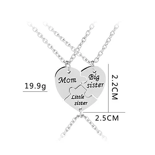 Yellow Chimes Mother Daughters Special Relation Broken Heart Pieces Combo of 3 Necklace Chain Pendant for Women and Girls Mother and 2 Daughters Yellow Chimes Rings