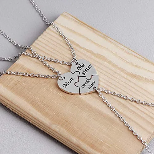 Yellow Chimes Mother Daughters Special Relation Broken Heart Pieces Combo of 3 Necklace Chain Pendant for Women and Girls Mother and 2 Daughters Yellow Chimes Rings
