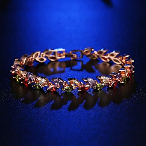 Yellow Chimes Moxie Collection LeafsinTiara Swiss Cubic Zircon 18K Gold Plated Diamond Strand Bracelet for Girls and Women Yellow Chimes Necklaces