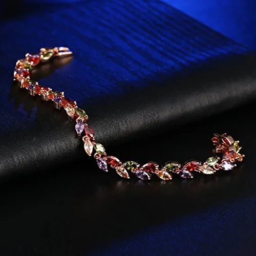 Yellow Chimes Moxie Collection LeafsinTiara Swiss Cubic Zircon 18K Gold Plated Diamond Strand Bracelet for Girls and Women Yellow Chimes Necklaces