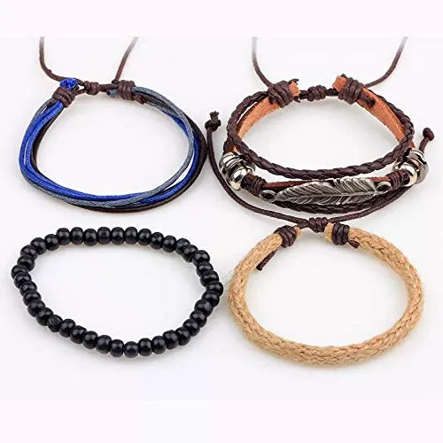 Yellow Chimes Multi Strand Leather Wrap Wrist Bracelet for Men and Women Design 5 Yellow Chimes Rings