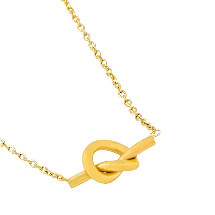 Yellow Chimes Necklace for Women and Girls Fashion Golden Necklace for Women Western Stainless Steel Gold Plated Hollow Knot Pendant Chain Necklace for Girls Birthday Gift for Girls Women Yellow Chimes Necklaces