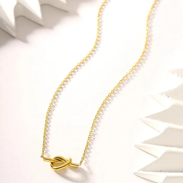 Yellow Chimes Necklace for Women and Girls Fashion Golden Necklace for Women Western Stainless Steel Gold Plated Hollow Knot Pendant Chain Necklace for Girls Birthday Gift for Girls Women Yellow Chimes Necklaces