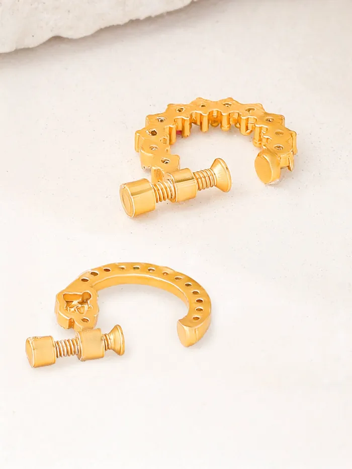 Yellow Chimes Necklaces Combo of 2 Traditional Golden AD Nose Pins with Multicolor Stones NonPiercing 25cm Gold