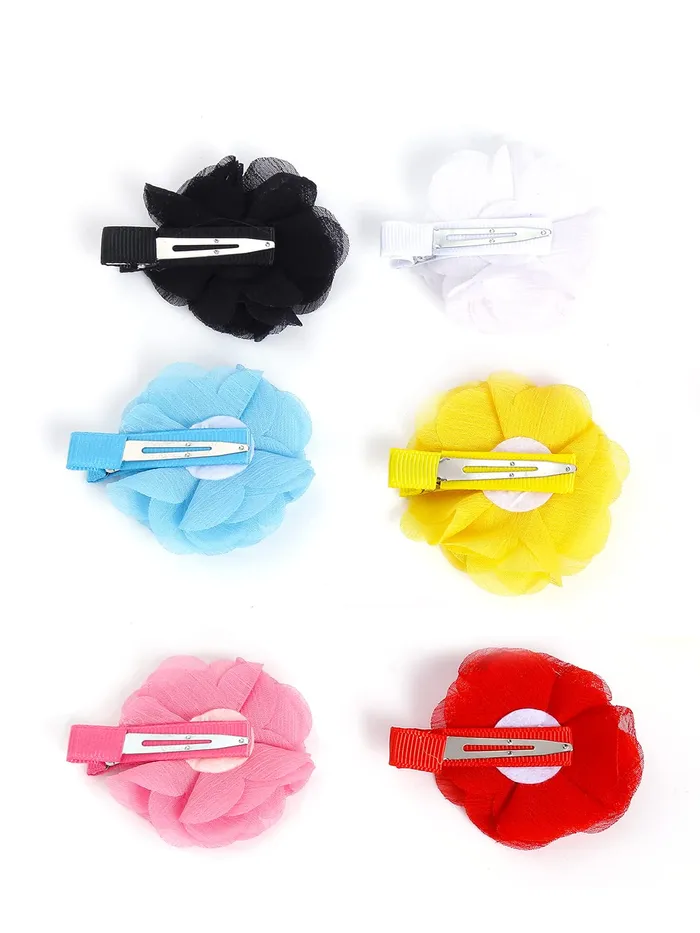 Yellow Chimes Necklaces Melbees by Yellow Chimes Combo of 6 Floral Big Hair Clips Hair Accessories for Baby Infant Pack of 6 MultiColor Medium