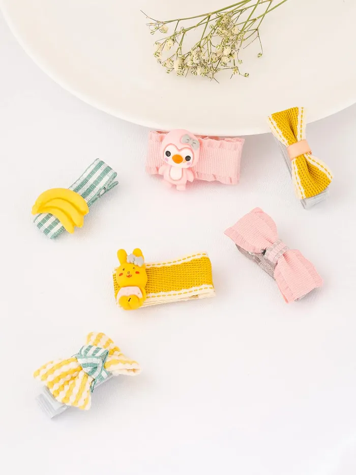 Yellow Chimes Necklaces Melbees by Yellow Chimes Kids Hair Accessories for Girls Hair Accessories Combo Set Pink 6 Pcs Baby Girls Hair Clips Set Cute Bow Clips For Girls Assortment set for Kids Teens Toddlers