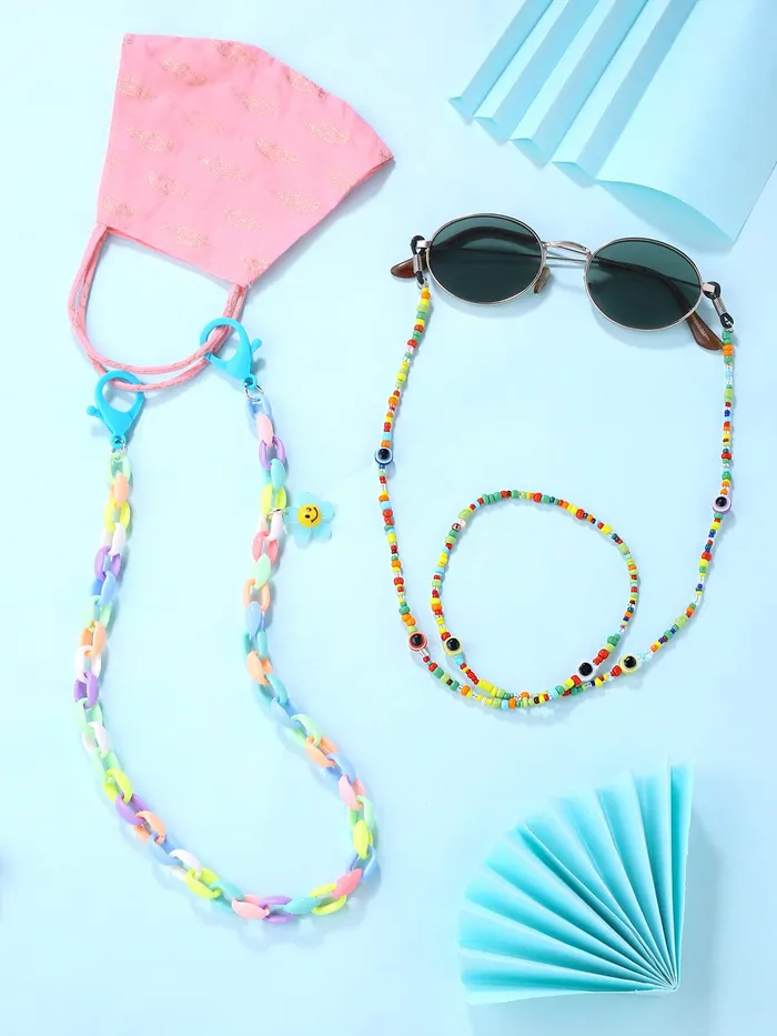 Yellow Chimes Necklaces Melbees by Yellow Chimes Sunglasses Chain for Women Eyeglasses Chain Multicolor Beadded Face Mask Chains Sunglasses AccessoriesSunglasses Lanyard for Girls and Kids