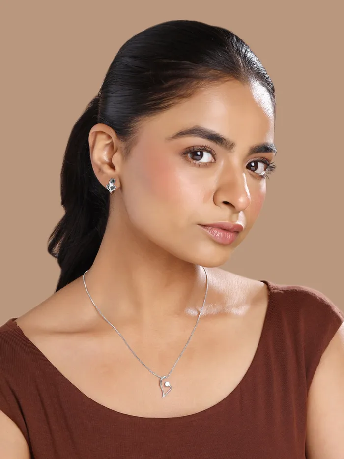 Yellow Chimes Necklaces Silver Jewellery Set for Women Elegant Crystal Pendant Necklace 1 Unit Rhodium Plated Silver