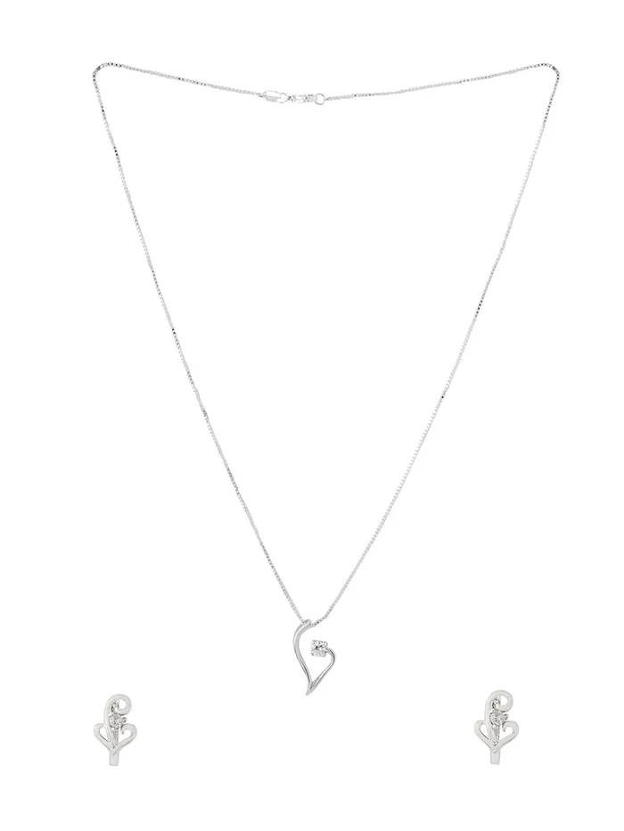 Yellow Chimes Necklaces Silver Jewellery Set for Women Elegant Crystal Pendant Necklace 1 Unit Rhodium Plated Silver