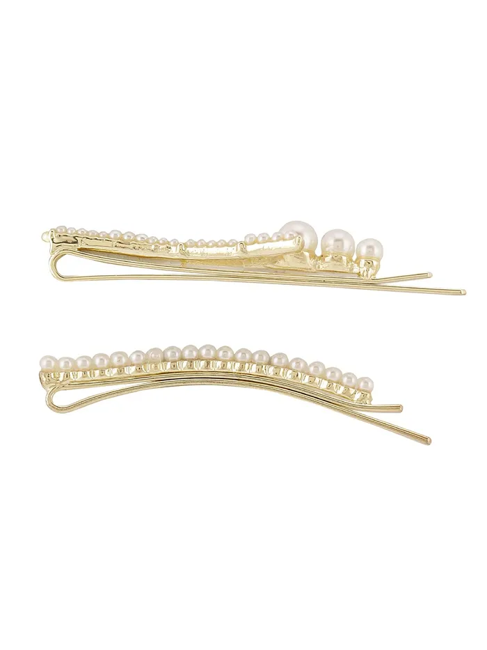 Yellow Chimes Necklaces Yellow Chimes 3 pcs Iffil Tower Design Pearl Metal Hair Clip Allegator Pin Hair Accessories Boddy Pin Accessories for Women Girls