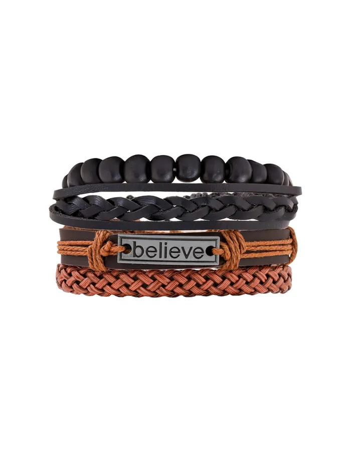 Yellow Chimes Necklaces Yellow Chimes 4pcs Inspirational Message Believe Unisex Multi Strand Bracelet for Men Brown Black YCFJBR106BELIVBR Yellow Chimes Necklaces Yellow Chimes 4pcs Inspirational Message Believe Unisex Multi Strand Bracelet for Men Brown Black YCFJBR106BELIVBR