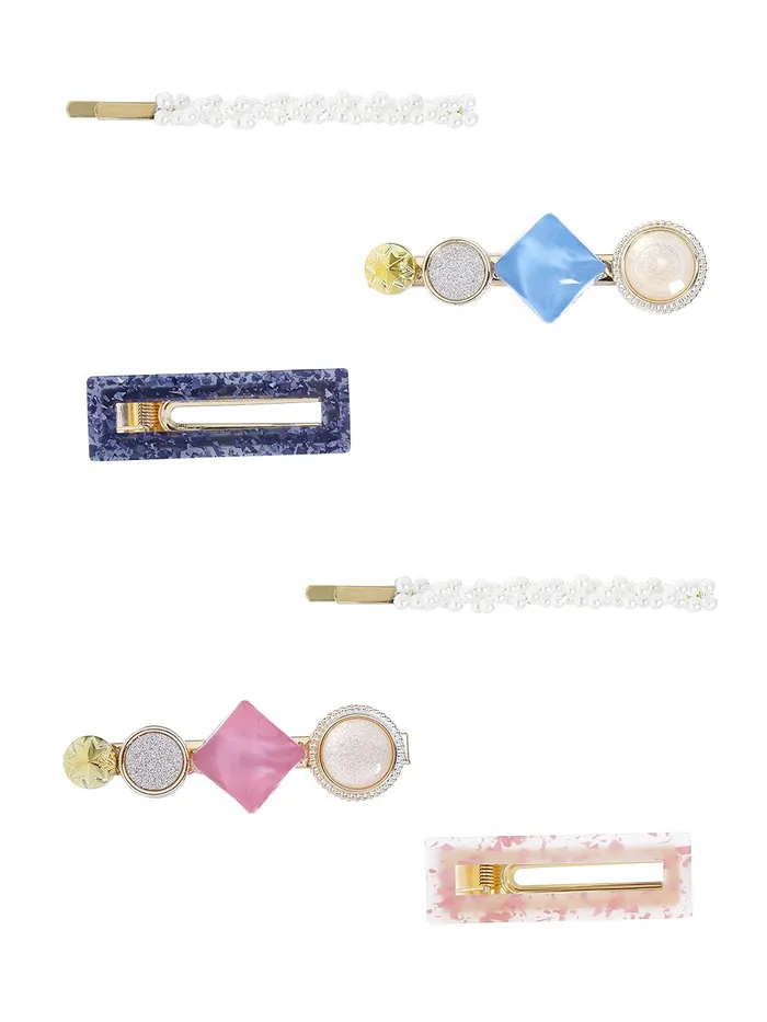 Yellow Chimes Necklaces Yellow Chimes 6 pcs Acrylic Resin Pearl Bobby pins Fashion Hair Clips Hair Accessories for Women Girls Pack of 6