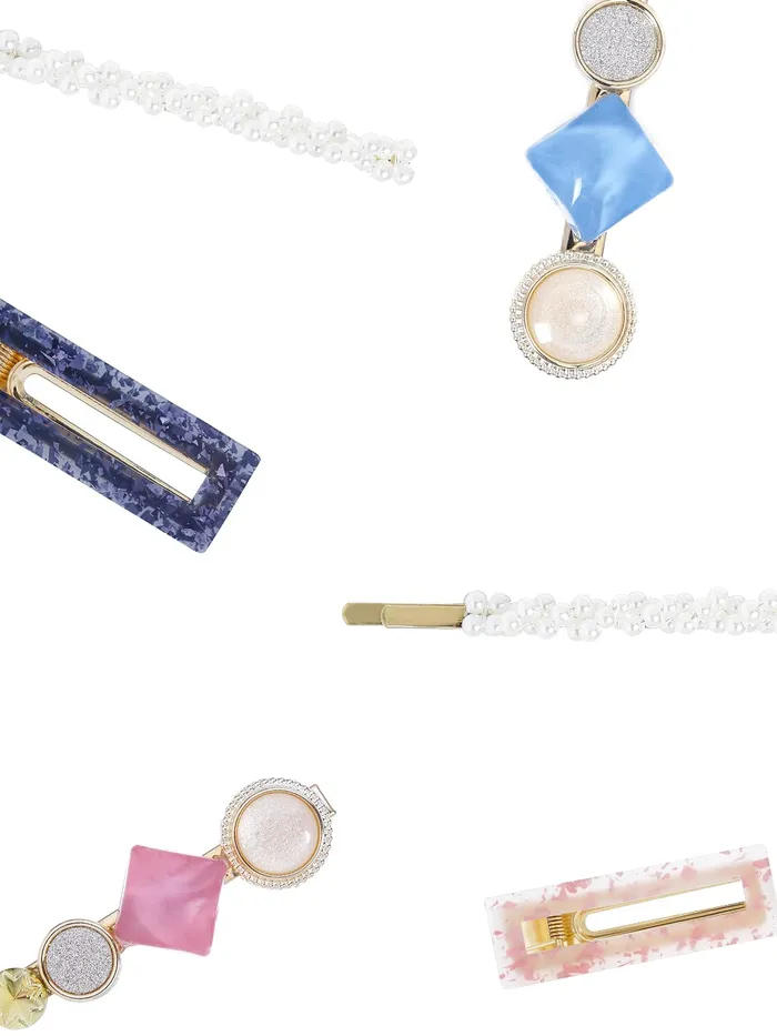 Yellow Chimes Necklaces Yellow Chimes 6 pcs Acrylic Resin Pearl Bobby pins Fashion Hair Clips Hair Accessories for Women Girls Pack of 6