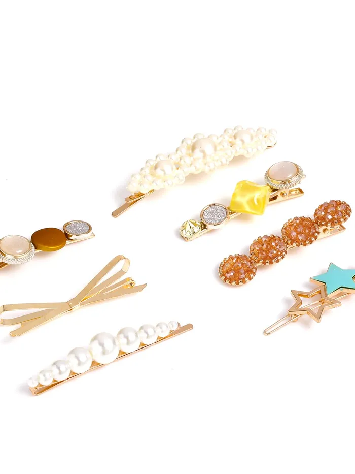 Yellow Chimes Necklaces Yellow Chimes 7 pcs Fine Quality Stylish Hair Clips Fashion Hair Accessories for Women Girls